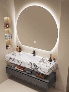 <span class=keywords><strong>Lavabo</strong></span> de Baño para Hotel, Estilo Losa de Piedra, Encimera de Acero Inoxidable, <span class=keywords><strong>Lavabo</strong></span> Empotrado sin Juntas, Doble Capa - Product Image 3