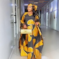 Robe de soirée africaine Bubu à la mode avec foulard élégant ensemble deux pièces pour grandes tailles vêtements africains