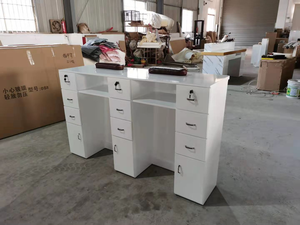 2026 Hot Selling Modern Customizable Salon Manicure Table with Marble Countertop Double Seat Storage Customizable Color & Size - Product Image 5