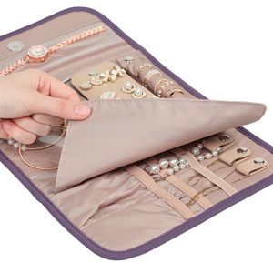 Wholesale <b>Travel</b> <b>Jewelry</b> Organizer Case Foldable <b>Jewelry</b> <b>Roll</b> for Necklaces Earrings Journey-Ring - Product Image 3