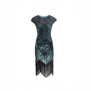 Robe Charleston style Charleston des années 1920, inspirée du Grand <span class=keywords><strong>Gatsby</strong></span>, noire, longue, naturelle, sexy, pour soirée, déguisement - Product Image 5