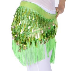 Pañuelo de cadera para danza del vientre con borlas y lentejuelas, falda triangular con monedas, ropa para festivales de música - Product Image 3