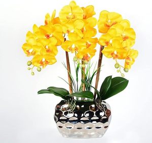 OH ARTS High Quality Real Touch Orchid <b>Artificial</b> Flower Luxury Ceramic Pot Home Hotel Wedding Decor Realistic Silk Indoor Table - Product Image 5