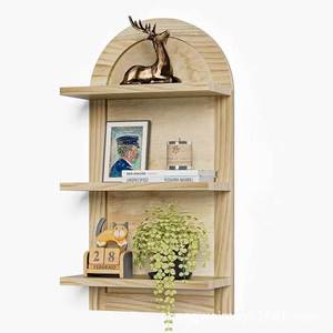 Solid Wood Wall Mounted <b>Shelf</b> 3 Tier Rectangle Durable Storage <b>Rack</b> For Living Room Bedroom - Product Image 5