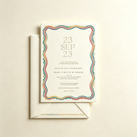 Carte d'invitation personnalisée multicolore avec bordure, carte de rappel de date, carte de message pour cérémonie, pour invitation de mariage ou de banquet