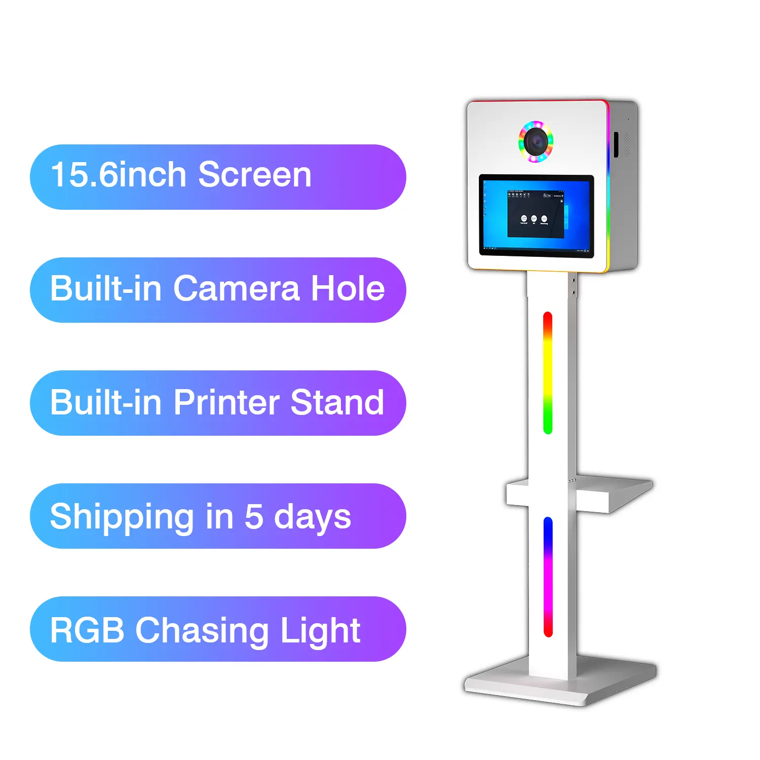 2023 nouveau 15.6 pouces Selfie Photo Booth Shell Machine écran tactile appareil photo numérique portable Dslr Photo Booth