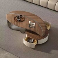 Table basse et meuble TV de luxe au design minimaliste moderne en forme de feuille, irrégulière, pour salon