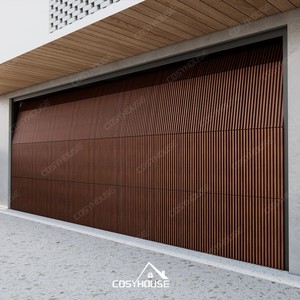 Cosyhouse Luxe Grain de Bois Cannelé Vertical Pliable Aluminium Porte de Garage Energy Star Résistant aux Chocs Sécurisé Isolé Extérieur - Product Image 1