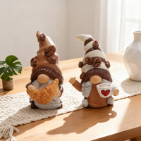 Figurines de collection en résine de couple de gnomes caféineurs pour la Saint-Valentin, 2 pièces, décoration intérieure pour salon, bibliothèque, bureau