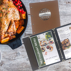 Hollow out menu thiết kế bao gồm tay áo nhà hàng da trong suốt thư mục Menu với 4-Ring chất kết dính - Product Image 4