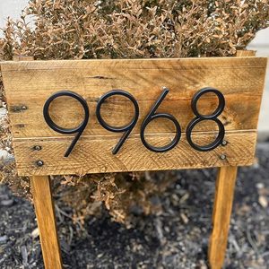 批发大现代浮动5英寸黑色门号3D牌匾地址标志金属户外板信房门号 - Product Image 3