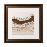 Tableau décoratif en toile imprimée UV avec texture de grès de luxe et motif vague océanique, avec cadre en PS, pour maison de plage