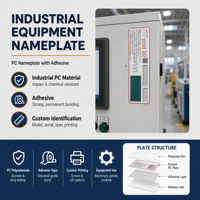 Placa de Identificación Personalizada para PC, Etiqueta Adhesiva de Policarbonato de Grado Industrial para Identificación de Equipos, Suministro al por Mayor OEM