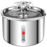 Fontaine à eau intelligente portable en acier inoxydable avec fenêtre visible, alimentée par batterie, pour chats et chiens