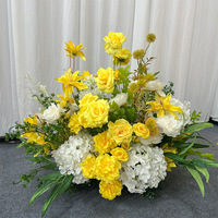 Nouvelle Arche de Fleurs Artificielles en Soie Jaune Chaud Faite à la Main pour Arrangements Floraux Mariage Hortensias Roses Artificielles