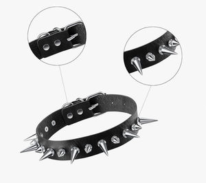 Femmes Hommes Cool Punk Choker Gothique Rivet Heart Shape <span class=keywords><strong>Biker</strong></span> Choker PU Leather Collar Black Rock Necklace - Product Image 3
