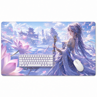 Tapis de souris gaming en caoutchouc, motif anime et dessin animé, avec bords étendus, design personnalisable et surpiqué, pour bureau/maison, en stock