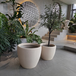 Jardinière Circulaire en Fibre de Verre Personnalisée, Style Ferme Rustique Traditionnel, avec Trou de Drainage, Écologique et Légère - Product Image 4