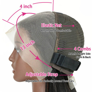 Màu Đỏ Ngắn <span class=keywords><strong>Bob</strong></span> Tóc Giả Tóc Con Người Thẳng 13X4 Ren Phía Trước Tóc Giả Với Tự Nhiên Đường Dây Tóc Trước Nhổ Ngắn Tóc Giả Tóc Con Người - Product Image 4