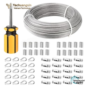 Kit para Jardín y Hogar, Cable de Acero Inoxidable 304 de 50m/164ft, Altamente Pulido, Recubierto de PVC, 2mm, con Anillas, Clips y Abrazaderas M2 - Product Image 6