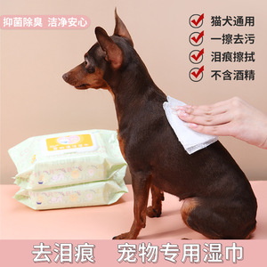Lingettes humides pour animaux de compagnie, 80 lingettes, formule douce pour chiens et chats, nettoyage des taches de larmes, désodorisation du corps - Product Image 5
