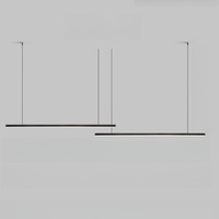 Lampe à suspension moderne à longue bande Luminaire de table à manger en aluminium Lustre LED linéaire pour bureau Cuisine Îlot Bar Éclairage