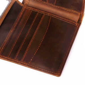 Genuine Crazy Horse Cow Leather Custom Engraved Logo <b>Small</b> Credit Travel Business Pure Leather Wallet for Men - Product Image 2