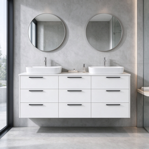 Dark Walnut Solid Wood Freestanding Bathroom Vanity Base Cabinet - Product Image 1