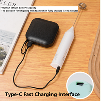 Mousseur à Lait Électrique USB-C Portatif pour Café, Accessoire Mousseur à Lait et Bâton Mélangeur pour Latte Art