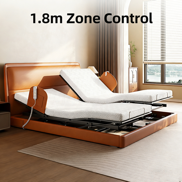 Electric Home Care Nursing Bed for Elderly Multifunctional Adjustable Bed With Handrails Anti Snoring Dual Control