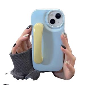 Custodia per telefono con supporto per maniglia Color caramella carina per <span class=keywords><strong>iPhone</strong></span> 15 14 13 12 <span class=keywords><strong>11</strong></span> Pro Max supporto di miscelazione a colori antiurto - Product Image 1