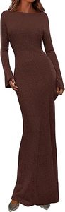 Abito Lungo <span class=keywords><strong>Aderente</strong></span> da Donna Autunno 2025 con Logo Stampabile, Collo <span class=keywords><strong>a</strong></span> O, in Maglia <span class=keywords><strong>a</strong></span> Coste, Formale ed Ecologico - Product Image 2