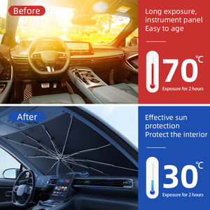 Parasol de voiture portable avec anneau de traction, poignée parapluie, pare-soleil pliable pour voiture, protection automobile extérieure estivale - Product Image 3
