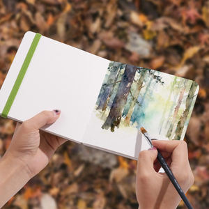 <span class=keywords><strong>Blocco</strong></span> di Carta per Acquerello Verde Erba 100% Cotone Pressato a Freddo 300gsm, 5.5*5.5 Pollici, Personalizzabile - Product Image 4