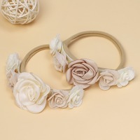 Bandeau élastique à fleurs rose mignon pour bébé fille, bandeau élastique pour nouveau-né et enfant, accessoire pour cheveux doux pour bébé