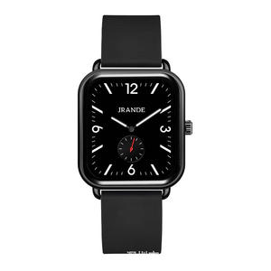 JRANDE H9308L-S女性用スクエアクォーツ時計合金ケースシリコンバンド防水ファッションミニマリストポインターダイヤル - Product Image 1