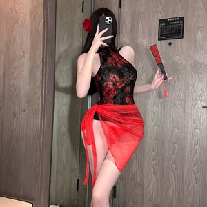 Lencería Sexy de Anime para Mujer, Estilo Babydoll, Estampada, Transparente, con Decoración de Encaje, Camisón - Product Image 5