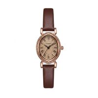 Jam Tangan Wanita Quartz 2026 Mewah dan Elegan dengan Tali Kulit, Desain Retro Fashion dan Kasual, Dial Elips Kecil