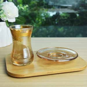 Lusso dorato squisito stampato trasparente <span class=keywords><strong>bicchieri</strong></span> da caffè Arabo tazza da tè in vetro turco e piattini Set - Product Image 6
