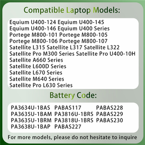 Batterie d'ordinateur portable rechargeable PA3634U-1BAS PA3635U-1BAM PA3635U-1BRM pour <span class=keywords><strong>TOSHIBA</strong></span> Satellite M640 M640-BT2N22 M640-ST2N01 - Product Image 2