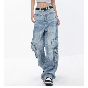 Nueva Llegada, Jeans Holgados Personalizados para Mujer, 100% Algodón, Estilo Y2K, Pantalones Cargo con Múltiples Bolsillos, Denim para Mujer - Product Image 2