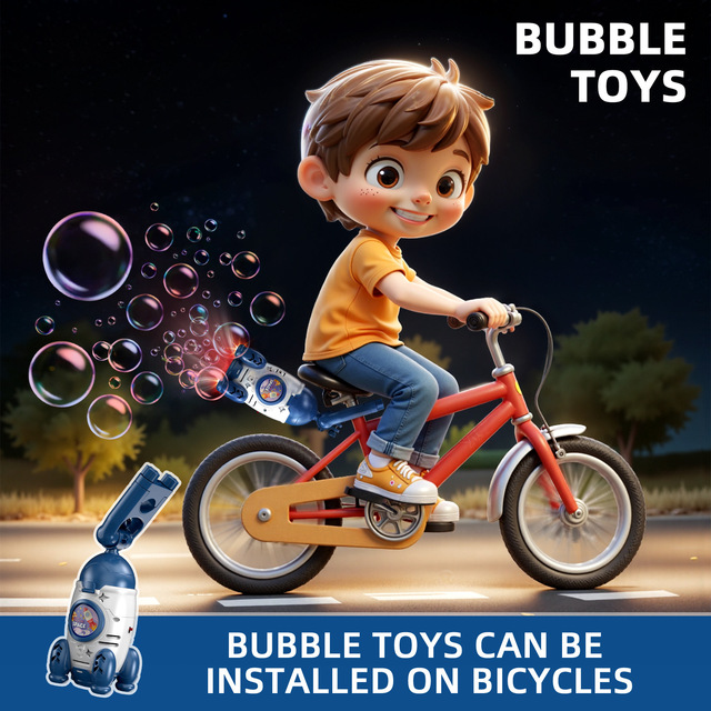 Outdoor Children's Bicycle Bubble Machine Car-mounted Remote Control Electric Plastic Bubble Blowing Rear Seat for Ages 5-14 up