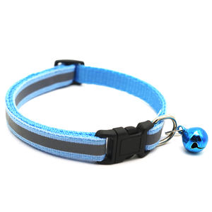 럭셔리 스트라이프 나일론 애완 동물 강아지 고양이 개 목걸이 클래식 전술 스타일 야간 가시성 리본을위한 부드러운 내구성 반사 조명 - Product Image 2