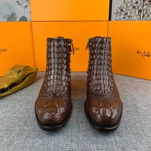 Bottes Chelsea en cuir 100 % authentiques pour hommes, fermeture éclair, tige haute, bout pointu, confortables, pour l'automne et l'hiver, bottes habillées - Product Image 1