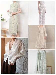 Lindo 100% poliéster Flock Puff impreso tela de red negra con flores para verano Tops guantes forro boda ligero - Product Image 2