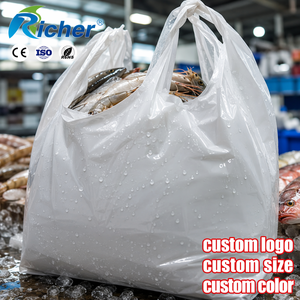 Custom Logo PE T-Shirt Plastic <b>Bags</b> Branded Vest Handle OEM Reusable Shopping Bulk Wholesale Supermarket Promotion - Product Image 1