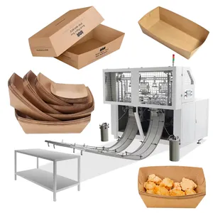 Disposable Paper Lunch Box Making Machines Automatic Food Boat Tray Erecting Forming Making Machine
