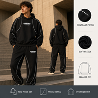 Ensemble de survêtement homme imprimé en relief 350 GSM 100 % coton, sweat à capuche et pantalon de jogging large, fabricant sur mesure