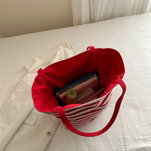 Borsa Tote Double-face di grande capacità del marchio coreano semplice Design aperto quotidiano con due manici borsa da ragazza in stile pigro - Product Image 4