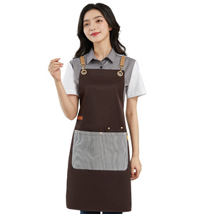 Delantales de lona rojos de talla única, ropa de trabajo impermeable de poliéster para restaurantes, cafeterías, tiendas de té con leche - Product Image 3